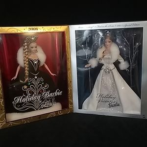 Mattel Barbie 2fer Holiday Barbie Vnt special 2006 Bob Mackie Ed, & 2003 Ed. NIB